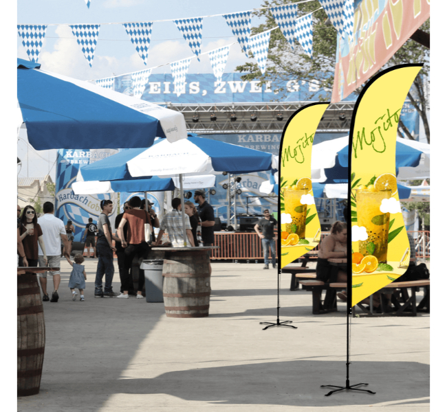 Shark fin flags - Premium printing and custom designs for businesses and events.