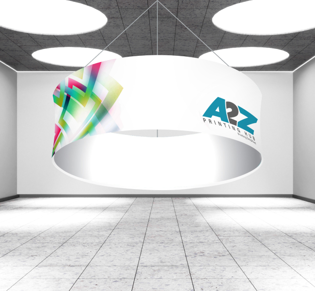 Skytube hanging banners circle - Premium printing and custom designs for businesses and events.