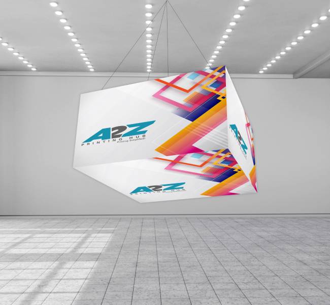 Skytube hanging banners rectangle cube - Premium printing and custom designs for businesses and events.