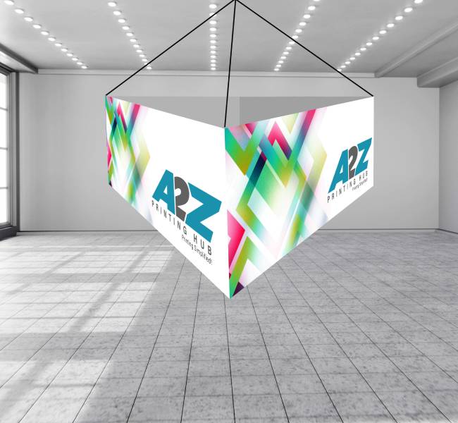 Skytube hanging banners triangle - Premium printing and custom designs for businesses and events.