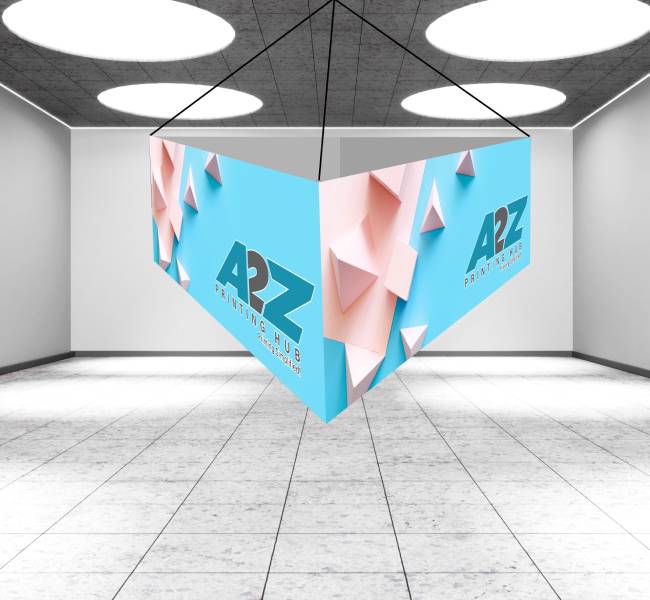 Skytube hanging banners triangle - Premium printing and custom designs for businesses and events.