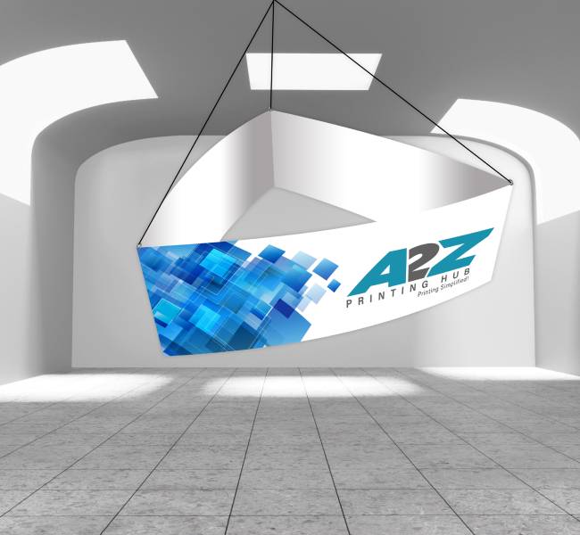 Professional triangle curved skytube banner for branding at events