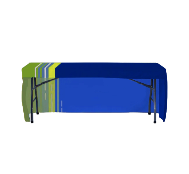Standard table covers with open back 3 sided - Premium printing and custom designs for businesses and events.