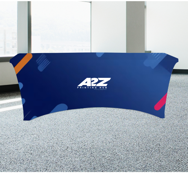 Stretch table covers with zipper 4 sided - Premium printing and custom designs for businesses and events.